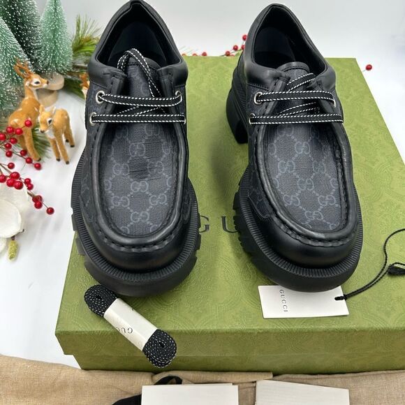 SOLD!!!!   Gucci, GG, lug, sole lace up shoes, size 7 made in Italy - Picture 6 of 11